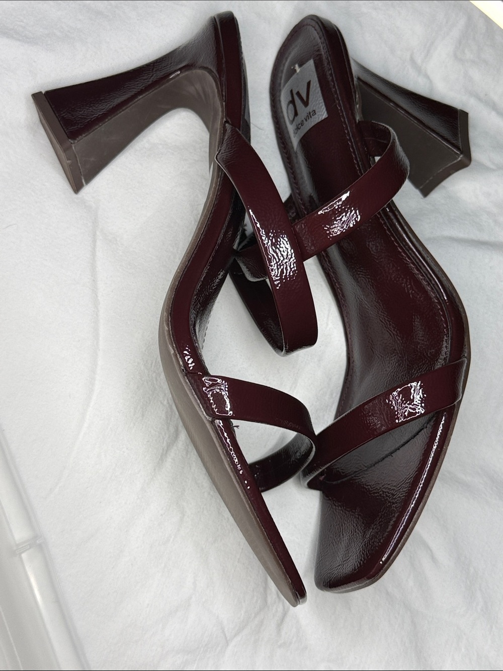 NWOT Dolce Vita Patent Burgundy Double-Strap Slide Heels